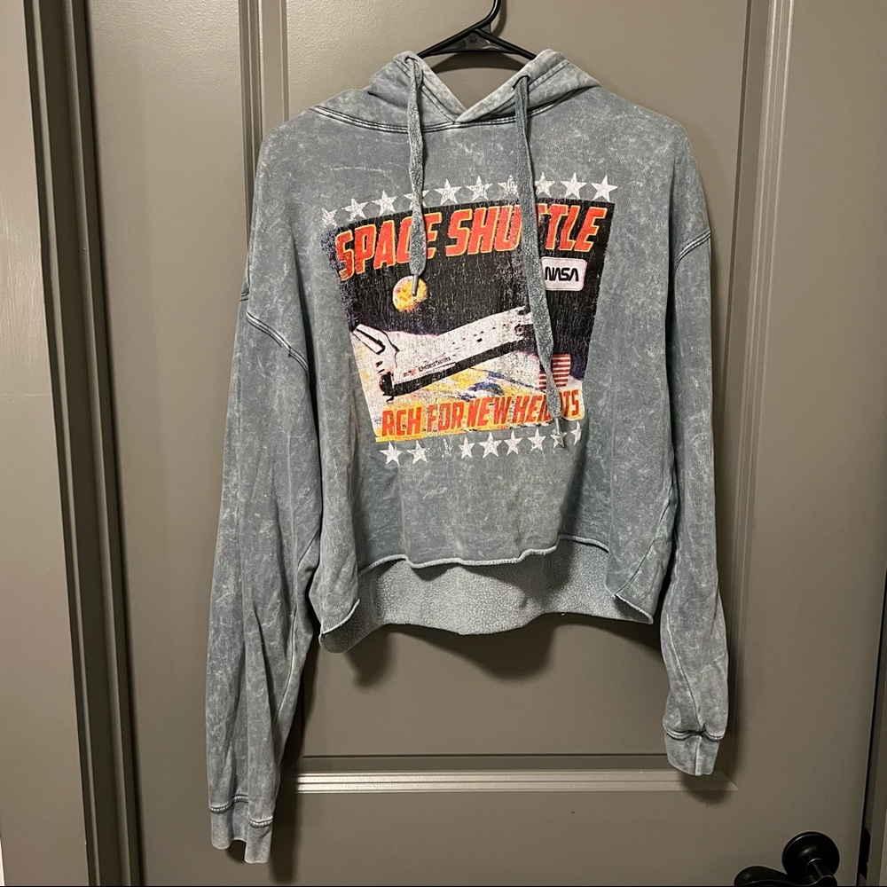 distressed Nasa cropped hoodie